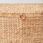 Baúl rectangular de jacinto de agua de 26"x19"x14" en color marrón natural: arcón de almacenaje, estructura de hierro