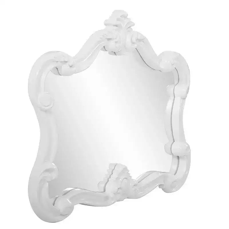 Espejo de pared decorativo brillante de 28"x32" con marco blanco: Rectangular moderno, no requiere montaje