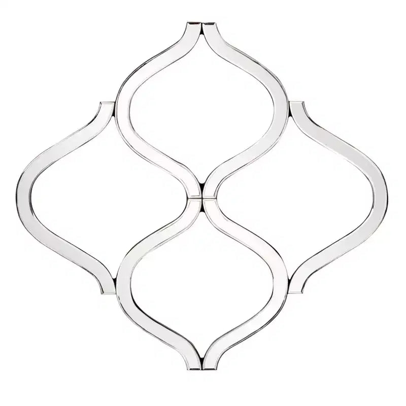 Howard Elliott Decorative Lattice Beveled Accent Wall Mirror Silver: Geometric, Interlocking, No Assembly Required, Wood Frame, Wall Mount