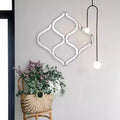 Espejo de pared decorativo biselado plateado con celosía: geométrico, entrelazado, no requiere montaje, marco de madera, para colgar en la pared