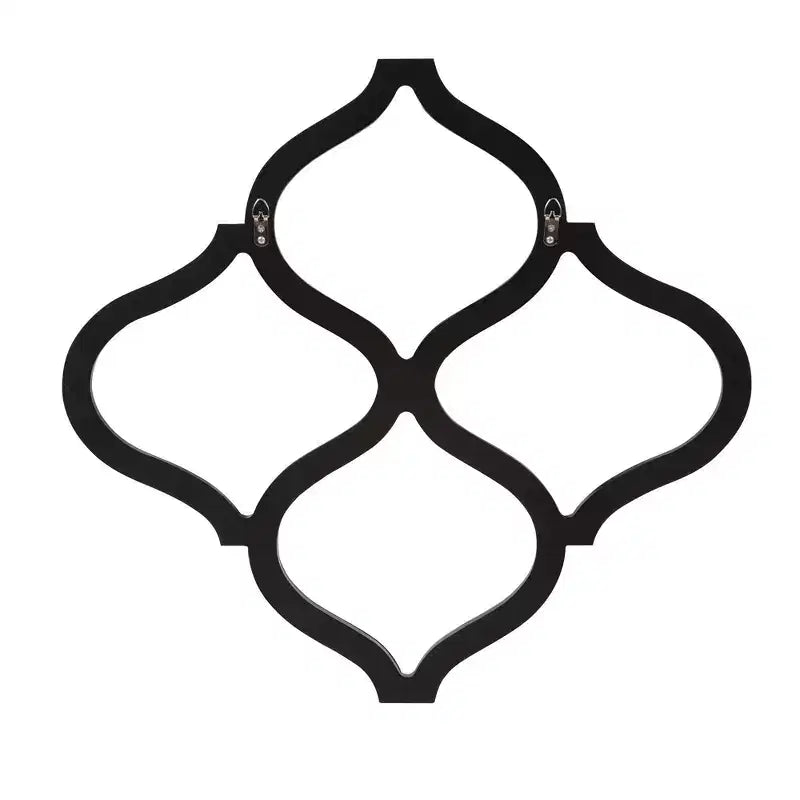 Espejo de pared decorativo biselado plateado con celosía: geométrico, entrelazado, no requiere montaje, marco de madera, para colgar en la pared