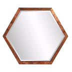 Howard Elliott Felix Wood Framed Wall Mirror Copper: Modern Octagon Shape, No Assembly, Wall Mount