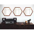 Espejo de pared con marco de madera color cobre: Forma octogonal moderna, no requiere montaje, para colgar en la pared
