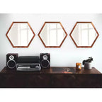 Espejo de pared con marco de madera color cobre: Forma octogonal moderna, no requiere montaje, para colgar en la pared