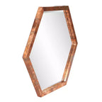 Espejo de pared con marco de madera color cobre: Forma octogonal moderna, no requiere montaje, para colgar en la pared