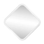 Espejo de pared contemporáneo con marco cuadrado curvado, blanco: poliuretano moderno de 16.5", no requiere montaje