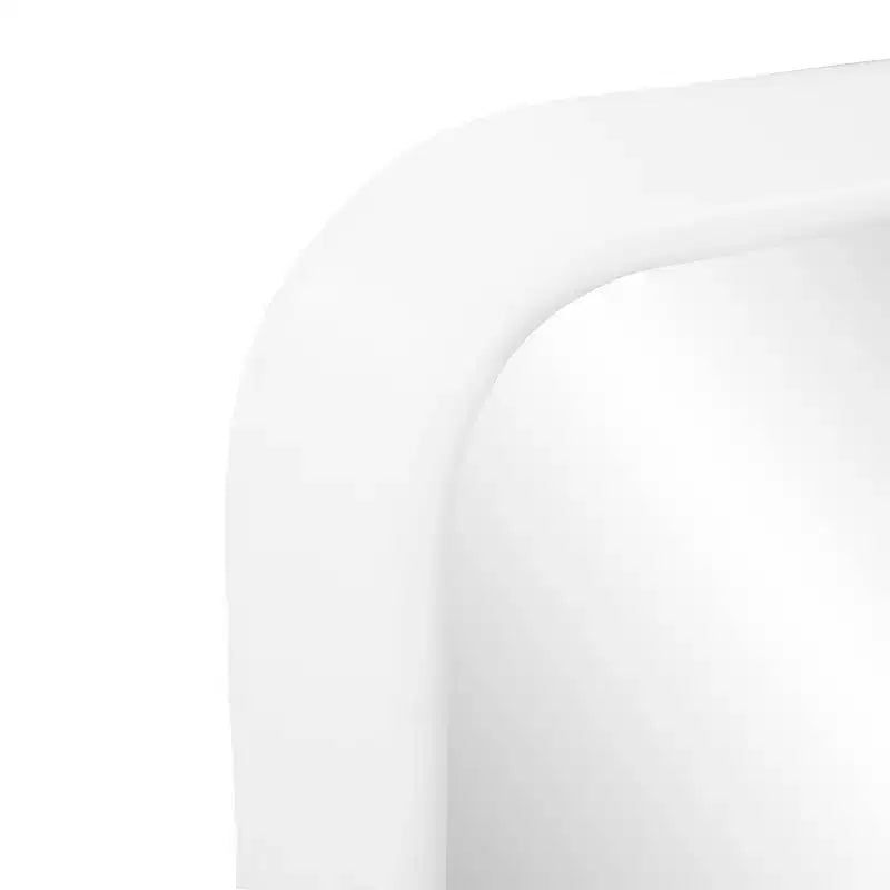 Espejo de pared contemporáneo con marco cuadrado curvado, blanco: poliuretano moderno de 16.5", no requiere montaje