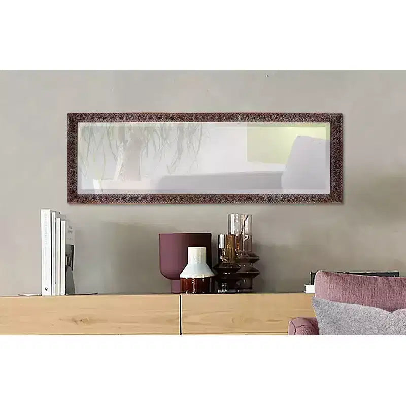 Espejo rectangular de cuerpo entero de 30x91 cm con marco de metal artesanal en bronce: Decoración elegante y moderna