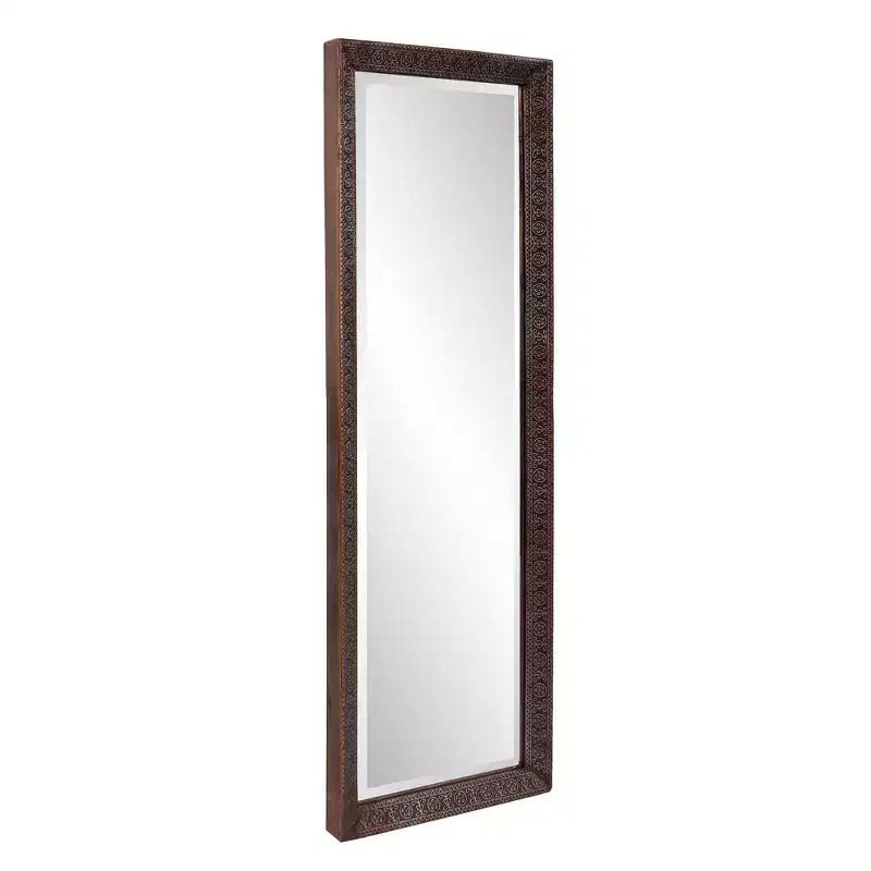 Espejo rectangular de cuerpo entero de 30x91 cm con marco de metal artesanal en bronce: Decoración elegante y moderna