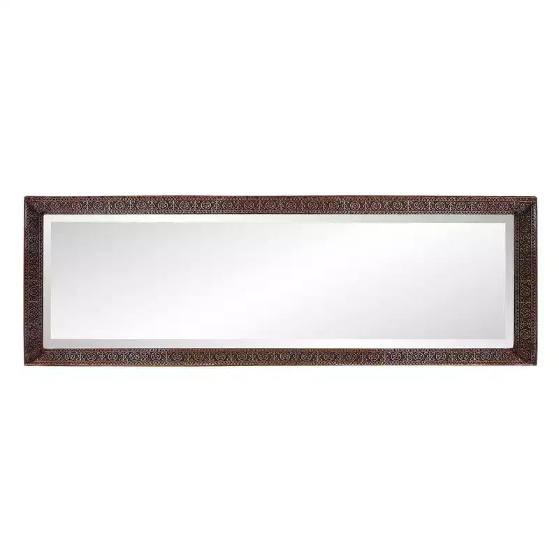 Espejo rectangular de cuerpo entero de 30x91 cm con marco de metal artesanal en bronce: Decoración elegante y moderna