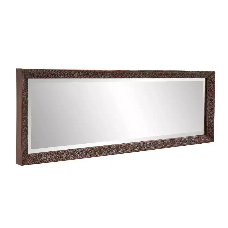 Espejo rectangular de cuerpo entero de 30x91 cm con marco de metal artesanal en bronce: Decoración elegante y moderna