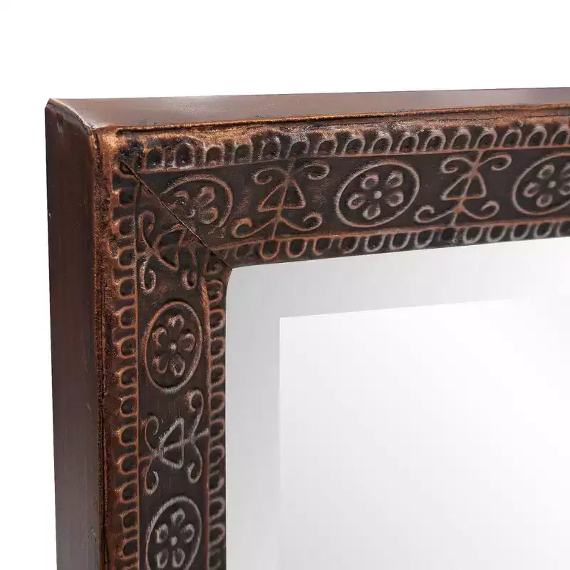 Espejo rectangular de cuerpo entero de 30x91 cm con marco de metal artesanal en bronce: Decoración elegante y moderna