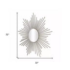 Espejo decorativo con marco metálico de rayos de sol plateados, 32"