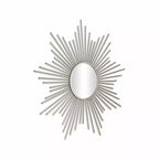 Espejo decorativo con marco metálico de rayos de sol plateados, 32"