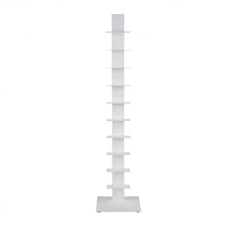 HomeRoots 60 White Metal Ten Shelf Modern Tower Bookcase