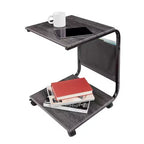 Mesa auxiliar rústica en C Ashwood con bolsillo lateral de almacenamiento