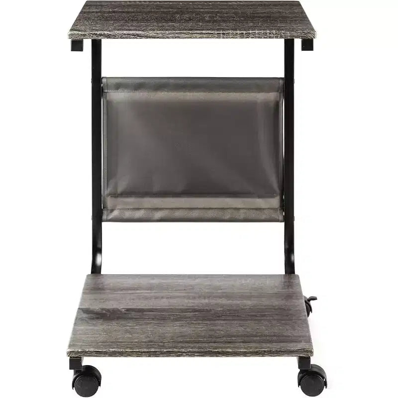 Mesa auxiliar rústica en C Ashwood con bolsillo lateral de almacenamiento