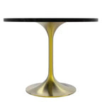 Juego de Comedor - Mesa de Comedor Redonda de 36" con Tablero de MDF Negro y Base Dorada, 4 Sillas de Comedor de Terciopelo con Patas de Acero Negro