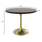 Juego de Comedor - Mesa de Comedor Redonda de 36" con Tablero de MDF Negro y Base Dorada, 4 Sillas de Comedor de Terciopelo con Patas de Acero Negro