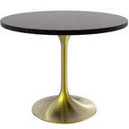 Juego de Comedor - Mesa de Comedor Redonda de 36" con Tablero de MDF Negro y Base Dorada, 4 Sillas de Comedor de Terciopelo con Patas de Acero Negro
