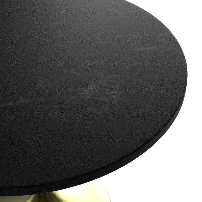 Juego de Comedor - Mesa de Comedor Redonda de 36" con Tablero de MDF Negro y Base Dorada, 4 Sillas de Comedor de Terciopelo con Patas de Acero Negro