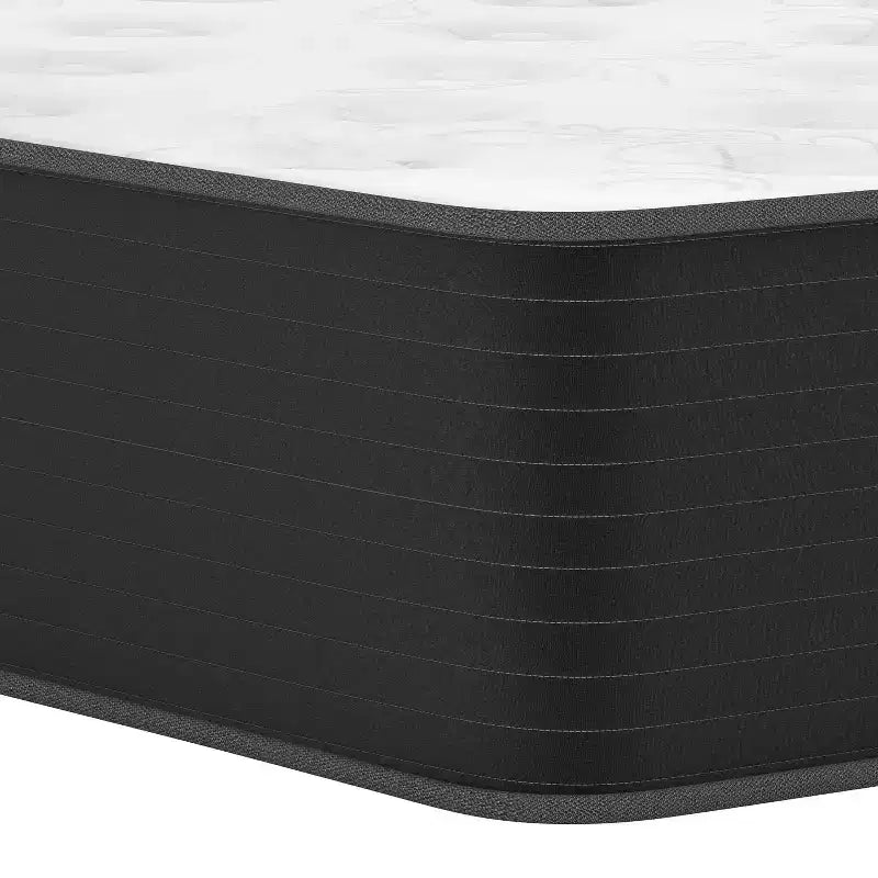 Colchón Híbrido de 12 Pulgadas, Espuma de Alta Densidad Refrescante y Colchón de Muelles Ensacados en Caja, Espuma CertiPur-US, Blanco/Negro
