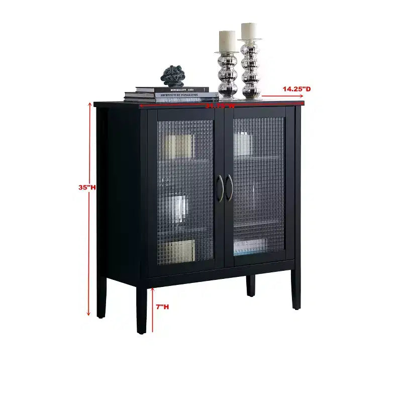 Mesa consola de madera de 2 puertas/Armario auxiliar de almacenamiento, Negro
