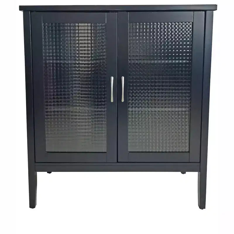 Mesa consola de madera de 2 puertas/Armario auxiliar de almacenamiento, Negro