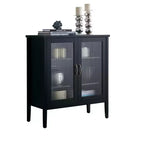 Mesa consola de madera de 2 puertas/Armario auxiliar de almacenamiento, Negro