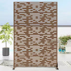 Jardinera de metal negro de 72 pulgadas de alto por 47 pulgadas de ancho con enrejado y pantalla de privacidad para patio de café, jardín y balcones