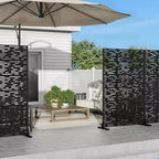 Jardinera de metal negro de 72 pulgadas de alto por 47 pulgadas de ancho con enrejado y pantalla de privacidad para patio de café, jardín y balcones