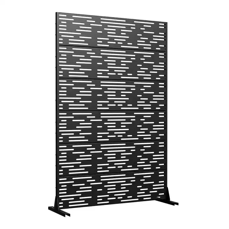Jardinera de metal negro de 72 pulgadas de alto por 47 pulgadas de ancho con enrejado y pantalla de privacidad para patio de café, jardín y balcones