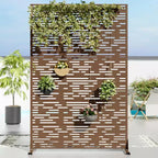 Jardinera de metal negro de 72 pulgadas de alto por 47 pulgadas de ancho con enrejado y pantalla de privacidad para patio de café, jardín y balcones