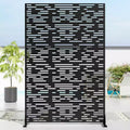 Jardinera de metal negro de 72 pulgadas de alto por 47 pulgadas de ancho con enrejado y pantalla de privacidad para patio de café, jardín y balcones