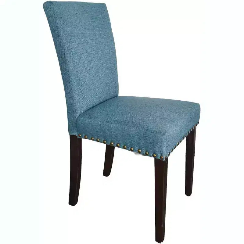 Juego de 2 sillas de comedor tapizadas Sillas Parsons de tela ergonómicas de respaldo alto con ribete de tachuelas para cocina/comedor/hotel