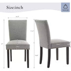 Juego de 2 sillas de comedor tapizadas Sillas Parsons de tela ergonómicas de respaldo alto con ribete de tachuelas para cocina/comedor/hotel