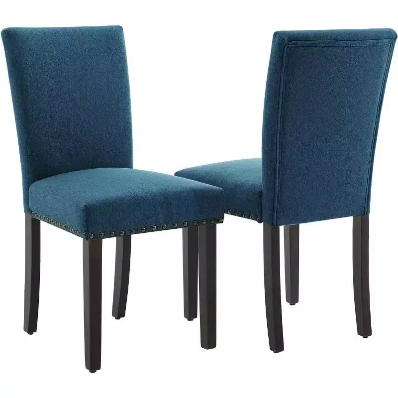 Juego de 2 sillas de comedor tapizadas Sillas Parsons de tela ergonómicas de respaldo alto con ribete de tachuelas para cocina/comedor/hotel