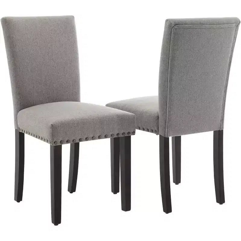Juego de 2 sillas de comedor tapizadas Sillas Parsons de tela ergonómicas de respaldo alto con ribete de tachuelas para cocina/comedor/hotel