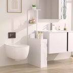 Armario de Almacenamiento Estrecho para Baño, Organizador Delgado para Baño con 2 Estantes Abiertos y Puerta, Armario de Pie para Espacios Pequeños, Blanco