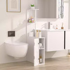 Armario de Almacenamiento Estrecho para Baño, Organizador Delgado para Baño con 2 Estantes Abiertos y Puerta, Armario de Pie para Espacios Pequeños, Blanco