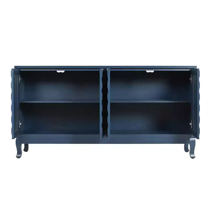 Aparador bufé de 59 pulgadas, mueble de almacenamiento de madera con estante ajustable, mueble de barra de café de cuatro puertas, mueble consola para sala de estar o pasillo