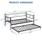 Cama nido doble con cama extraíble, Cama nido doble de metal y conjunto de cama extraíble, Estructura de sofá cama con soporte de listones de acero, Estructura de cama nido multifuncional para dormitorio