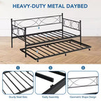 Cama nido doble con cama extraíble, Cama nido doble de metal y conjunto de cama extraíble, Estructura de sofá cama con soporte de listones de acero, Estructura de cama nido multifuncional para dormitorio