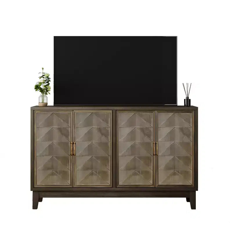 Mueble de Almacenamiento Vintage de 55.12''W con 4 Puertas y Estantes Ajustables