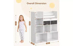 Estantería para niños de 4 niveles, organizador de almacenamiento de juguetes de madera, estantería para niños con 10 cubículos y 2 cajones, estantería para niños, armario de almacenamiento para niños