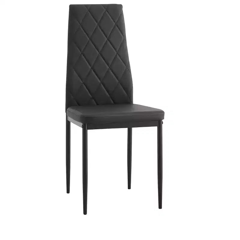 Juego de 4 sillas de comedor de cuero PU con forma de diamante y tapizado de cuero suave