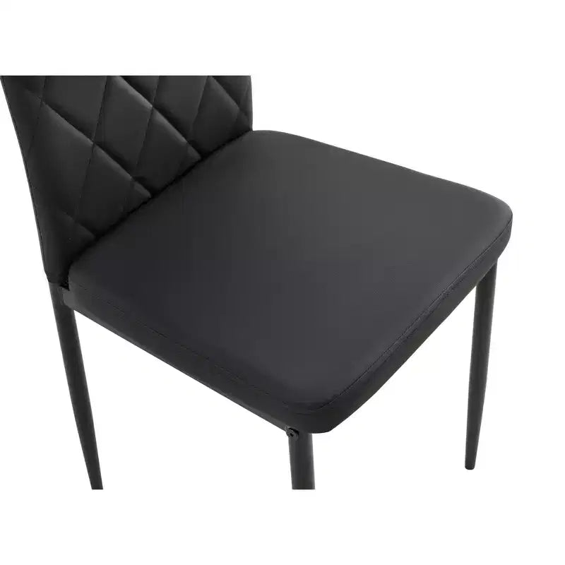 Juego de 4 sillas de comedor de cuero PU con forma de diamante y tapizado de cuero suave