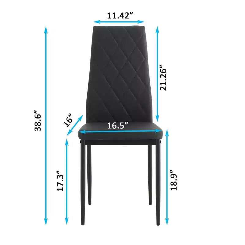 Juego de 4 sillas de comedor de cuero PU con forma de diamante y tapizado de cuero suave