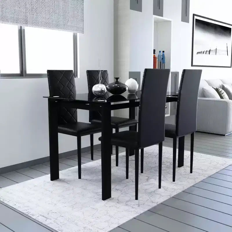 Juego de 4 sillas de comedor de cuero PU con forma de diamante y tapizado de cuero suave