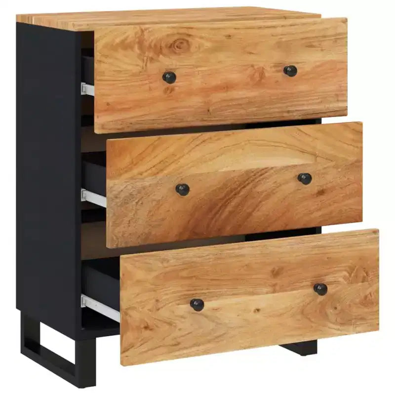 Aparador de madera maciza de acacia con encanto industrial - Armario espacioso y parte superior robusta para exhibir la decoración del hogar